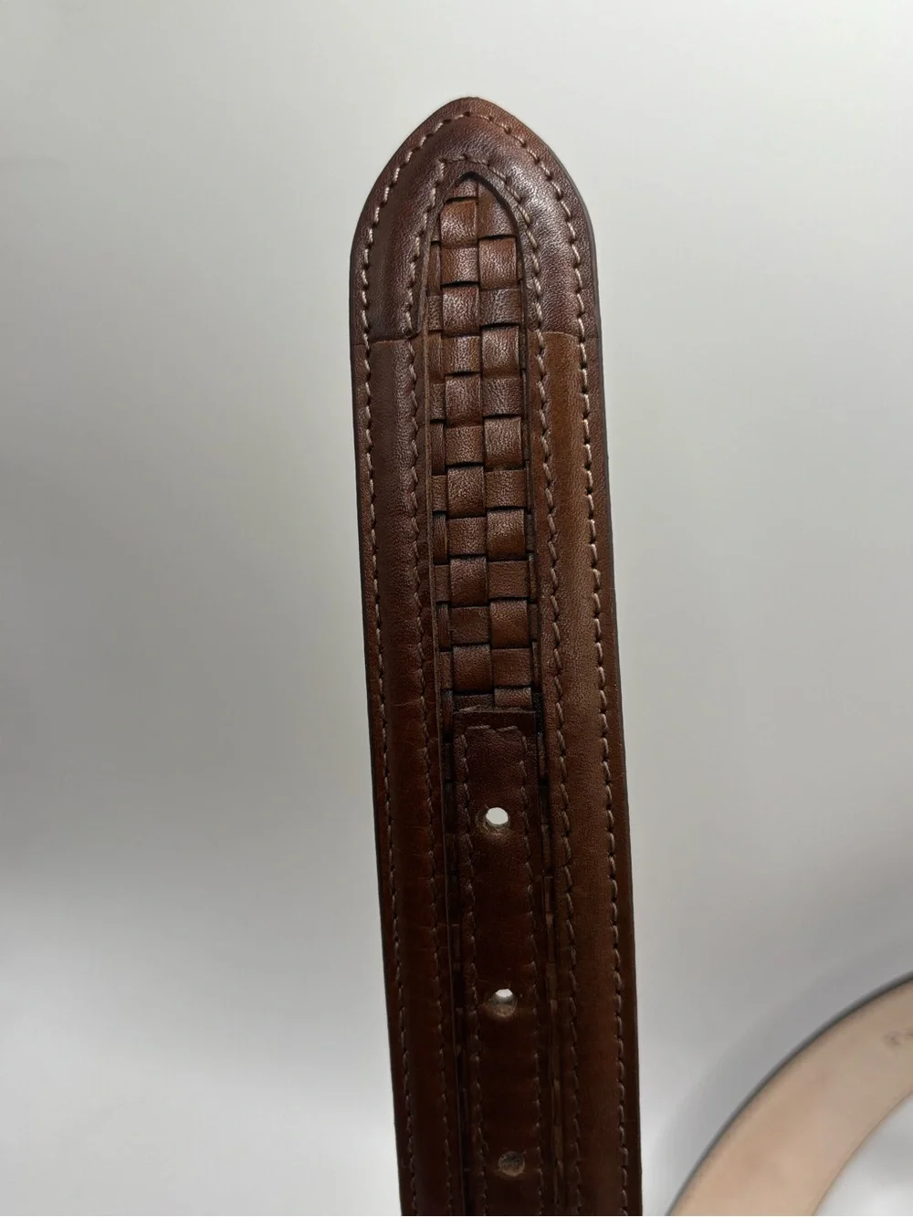 New Paul Fredrick Embossed Leather Men’s Belt BMQ911 Made In Italy Size 40 Brown
